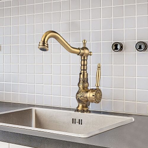 Robinet de lavabo durable et pratique en laiton avec design antique sculpté